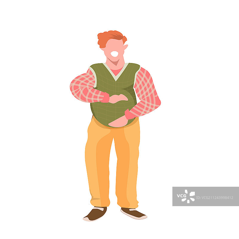 触摸肥胖腹部的微笑男人图片素材