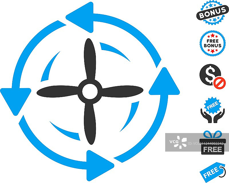 带免费赠品的螺丝旋转图标图片素材