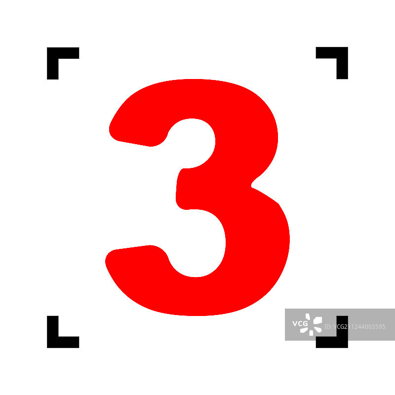 数字3标志设计模板红色元素图片素材