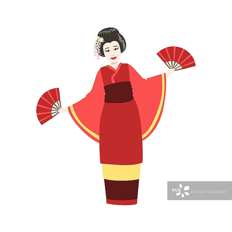 日本艺伎扇舞表演图片素材