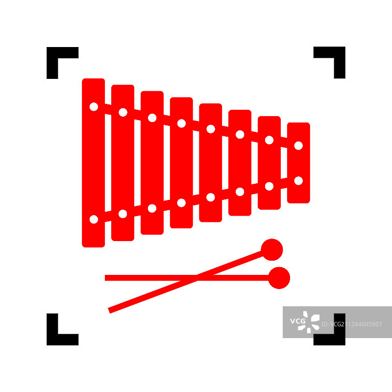 黑色背景中的红色木琴符号图标图片素材
