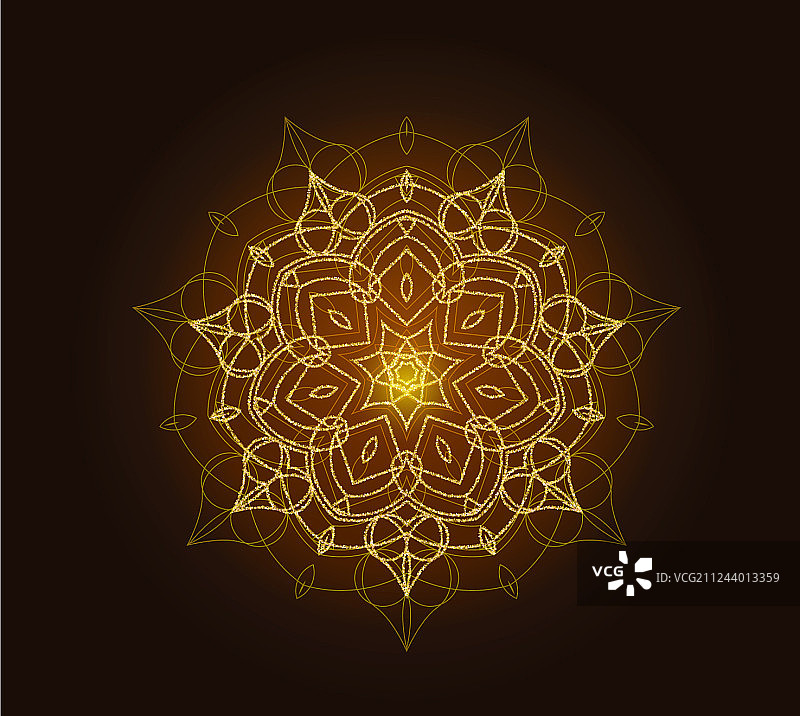 带闪光纹理的闪亮花卉曼陀罗图片素材