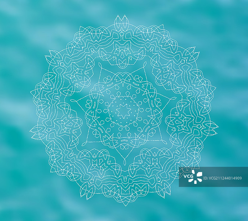 带有白色曼陀罗的蓝色水部落背景图片素材