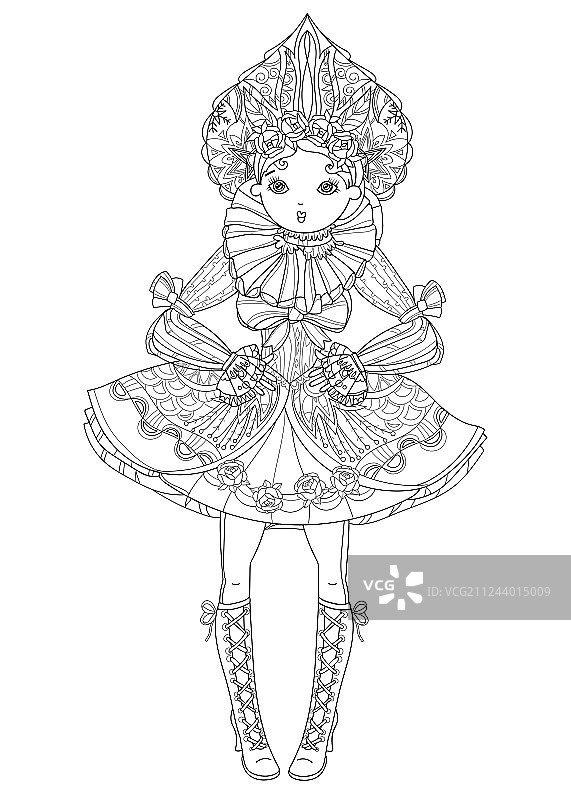 花丛中的可爱仙女涂鸦图片素材