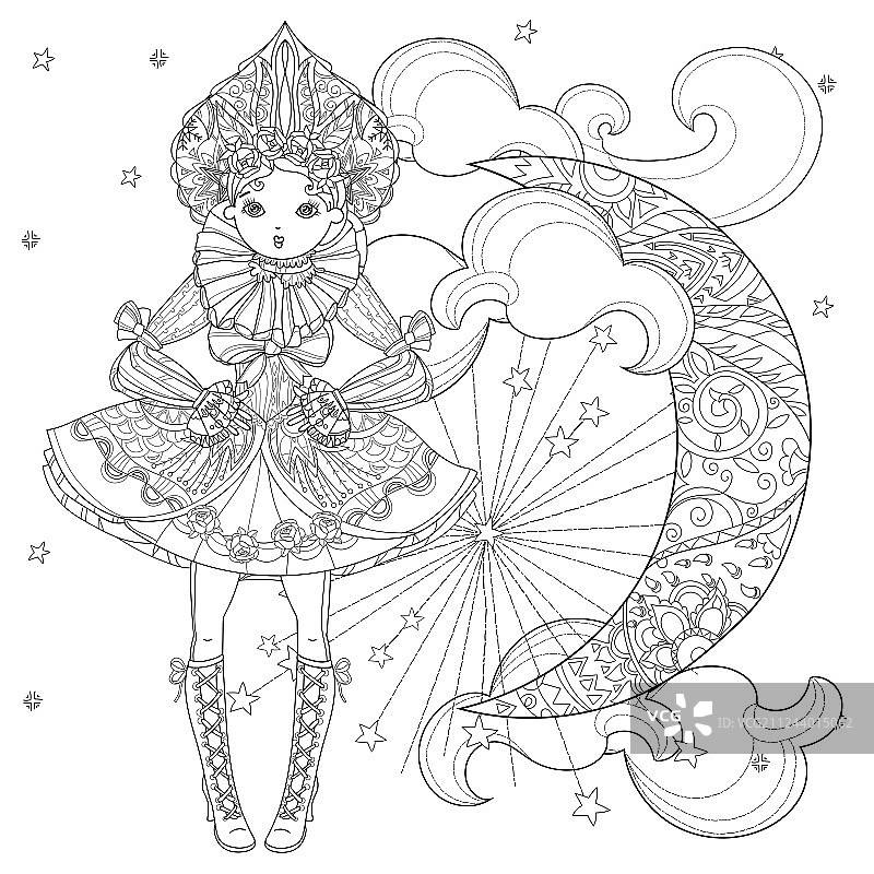 花丛中的可爱仙女涂鸦图片素材