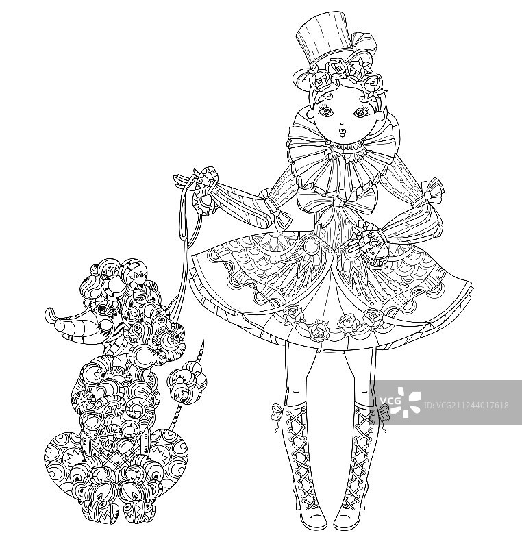 花丛中的可爱仙女涂鸦图片素材