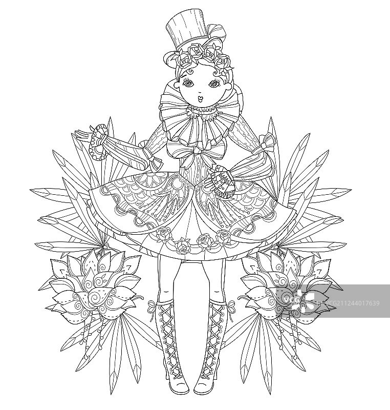 花丛中的可爱仙女涂鸦图片素材