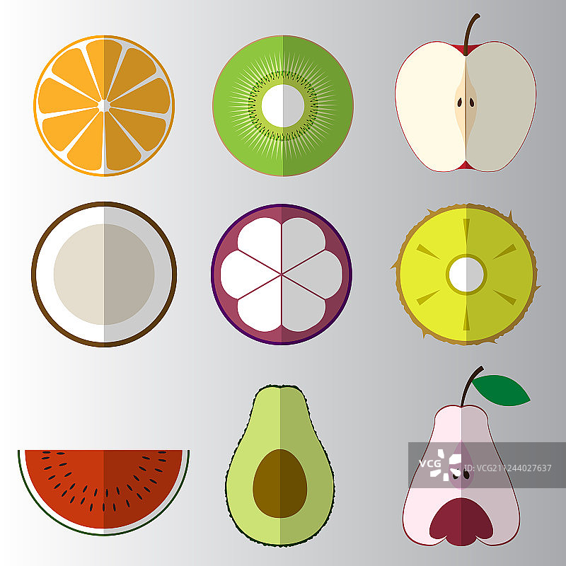 切片水果扁平图标图片素材