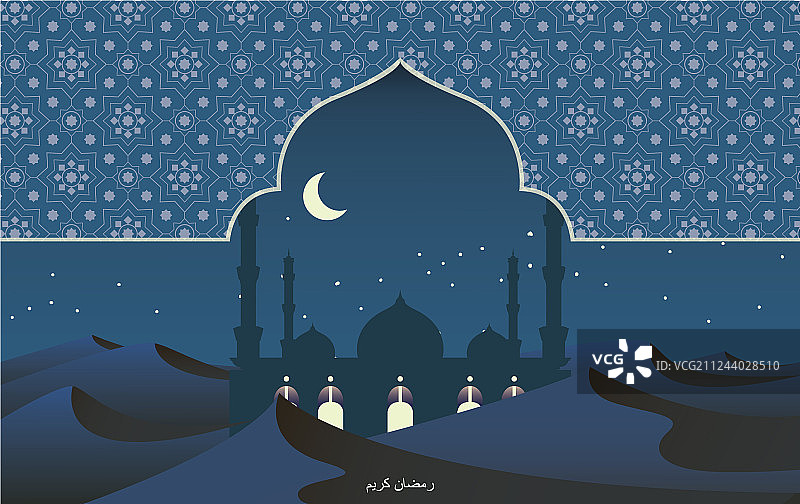 沙漠中的斋月清真寺图片素材