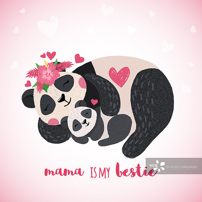 手绘可爱熊猫卡片图片素材