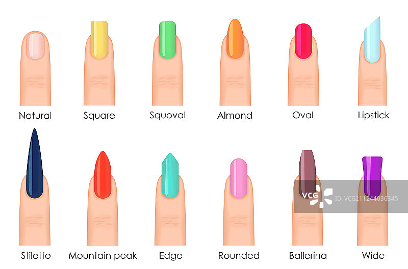 美甲形状图标：时尚亮色的类型图片素材