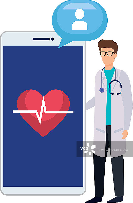 手持智能手机和演讲的专业医生图片素材