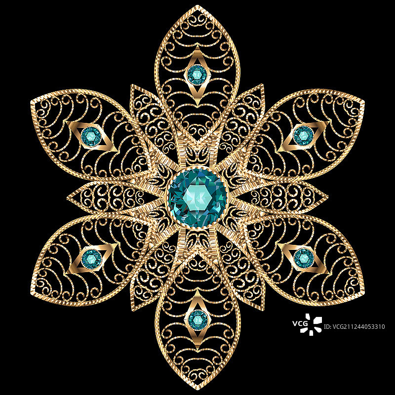 曼陀罗胸针珠宝几何设计元素图片素材