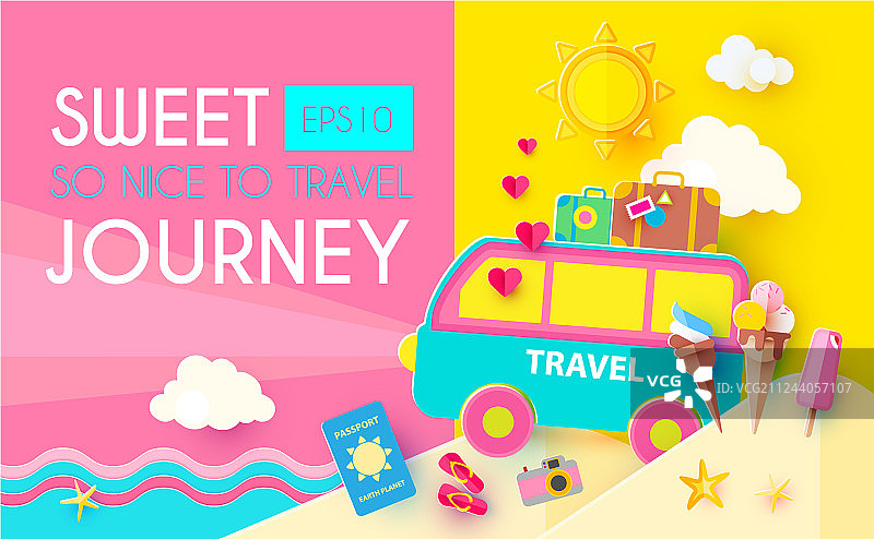 甜蜜旅程度假旅游设计模板图片素材