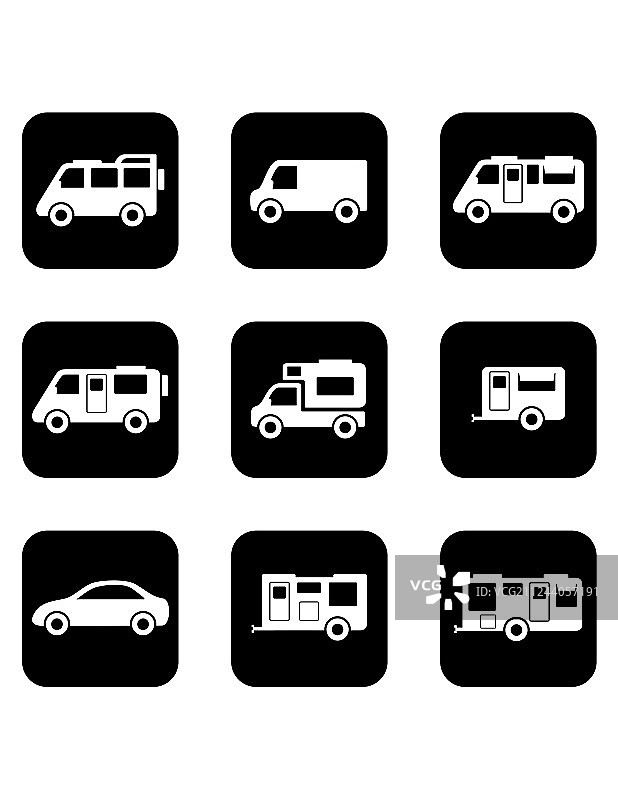 房车黑色图标集图片素材