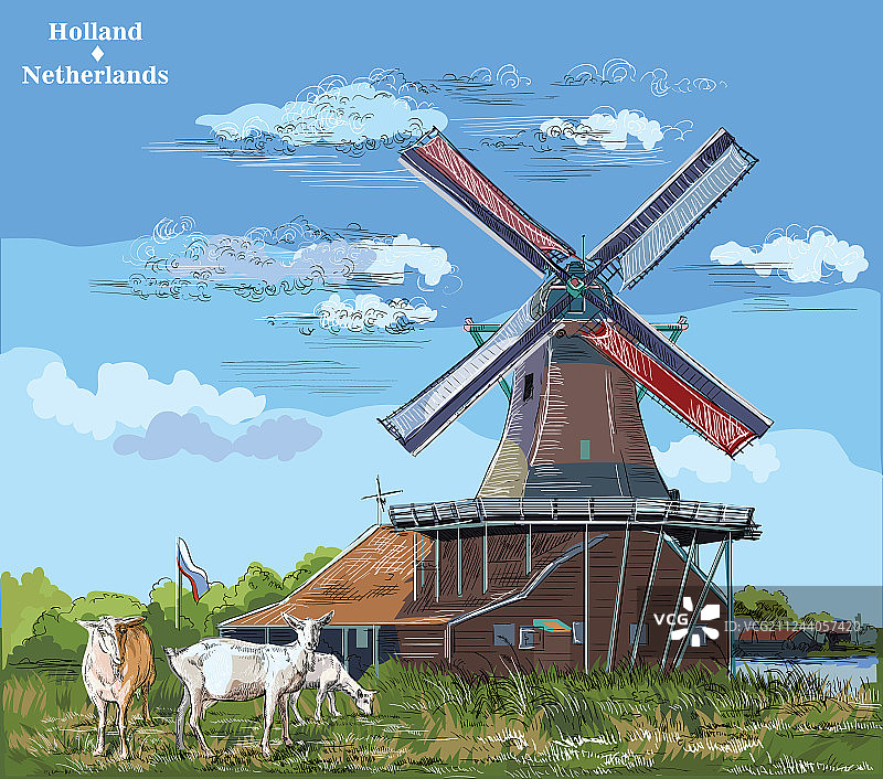 彩色手绘荷兰4图片素材