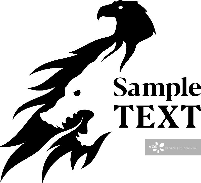 老鹰与狼剪影负空间图标图片素材
