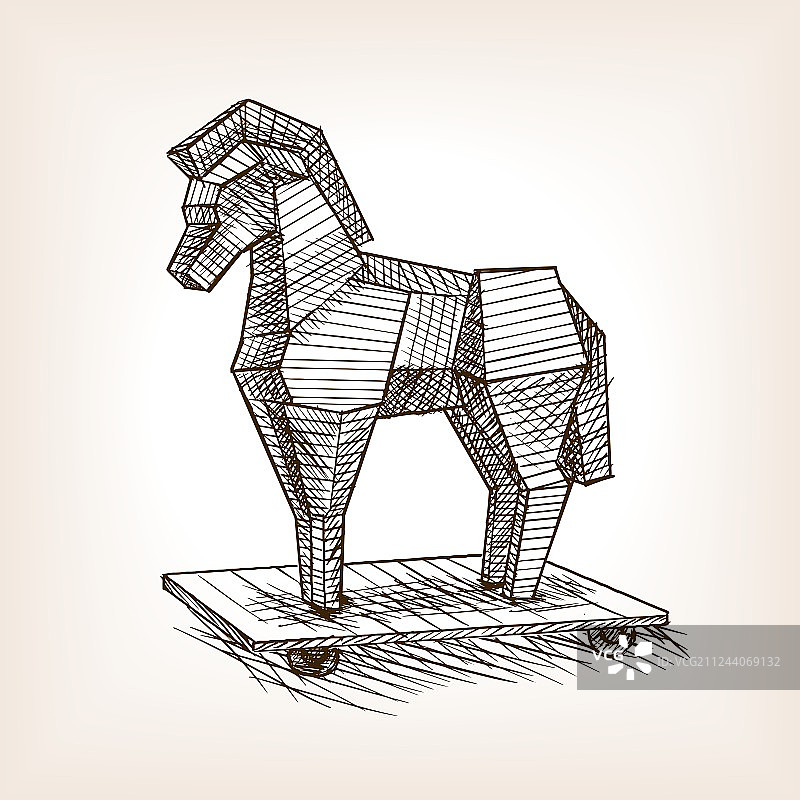 特洛伊木马素描风格图片素材