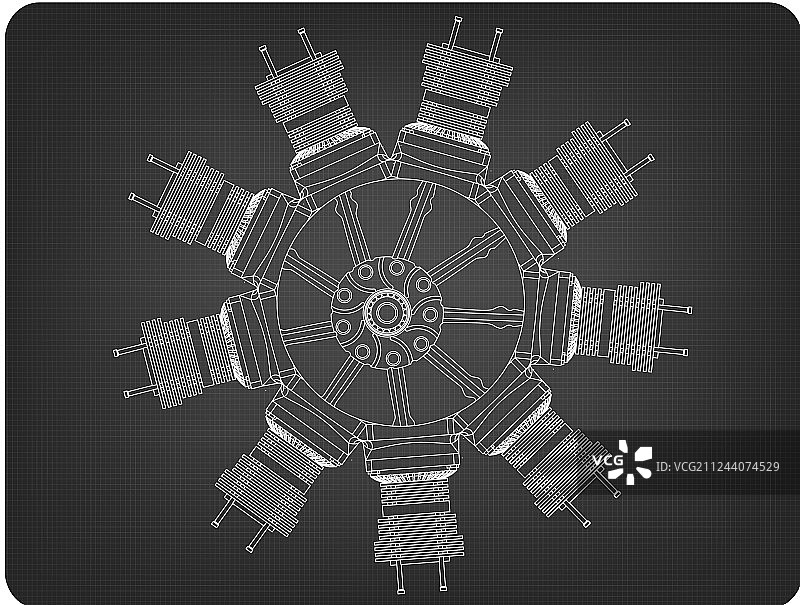 灰色背景上的星型发动机图片素材