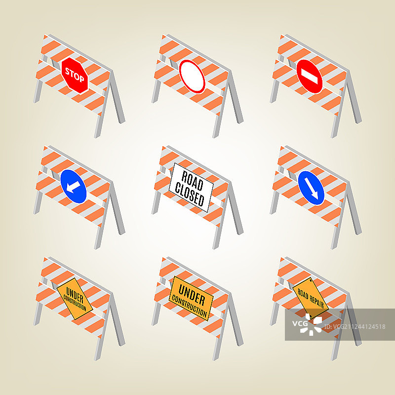 2.5D道路维修标志图片素材