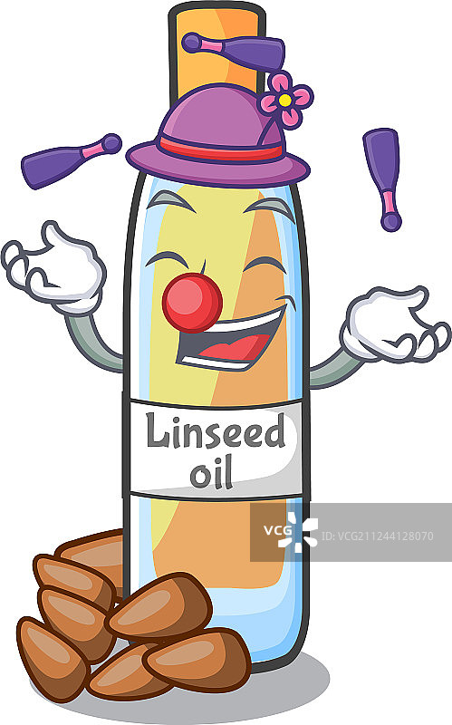 玩耍亚麻籽油的卡通形象图片素材