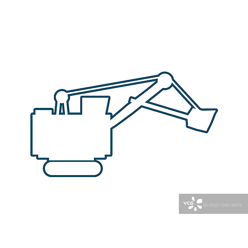 扁平风格挖掘机图标图片素材