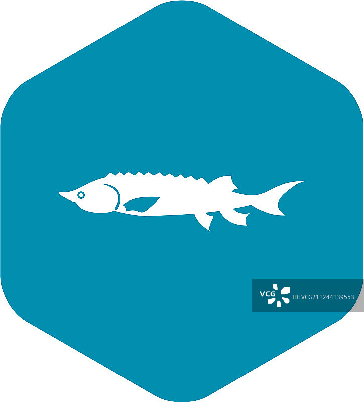 简约风格的新鲜鲟鱼图标图片素材