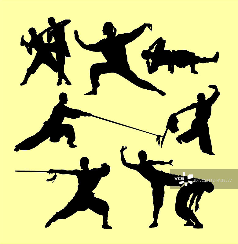 少林功夫武术剪影图片素材