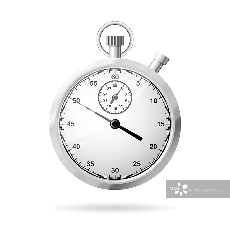 逼真金属秒表，正面视图图片素材