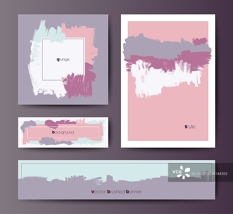 现代Grunge风格笔刷明信片模板图片素材