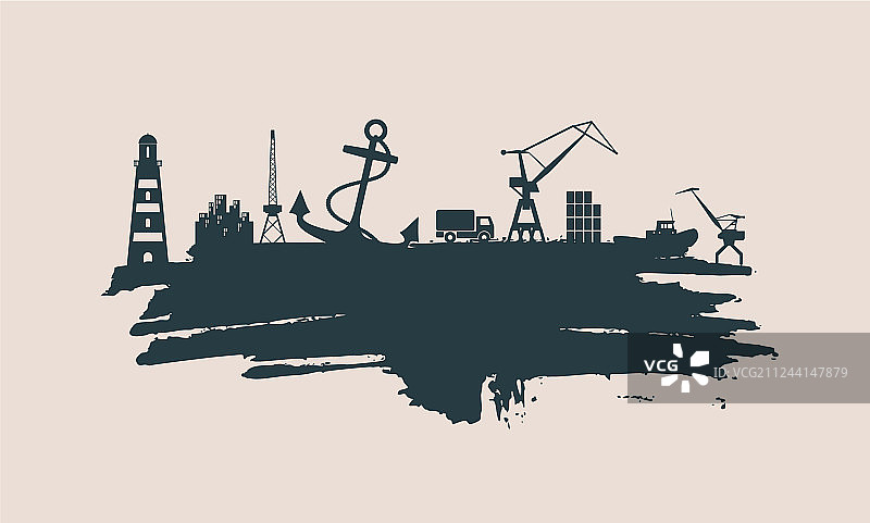 货运港口相关图标集图片素材