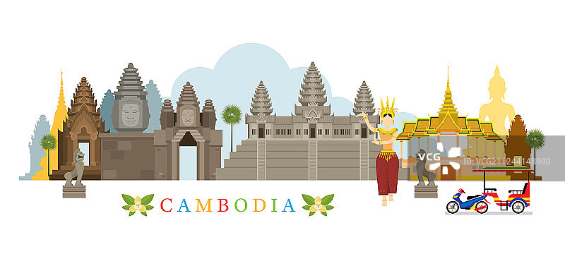 柬埔寨地标天际线图片素材