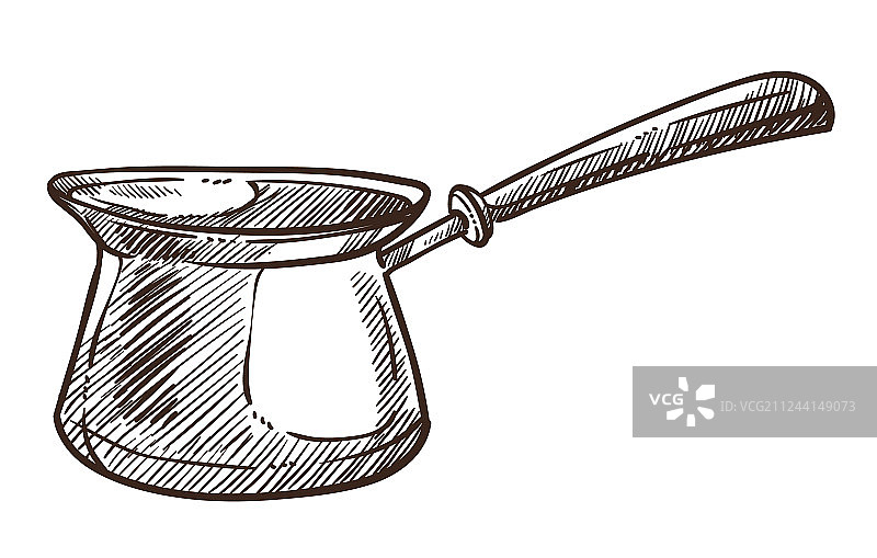 带把手的土耳其咖啡壶单色图图片素材