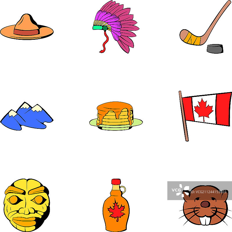 加拿大旅游图标卡通风格图片素材