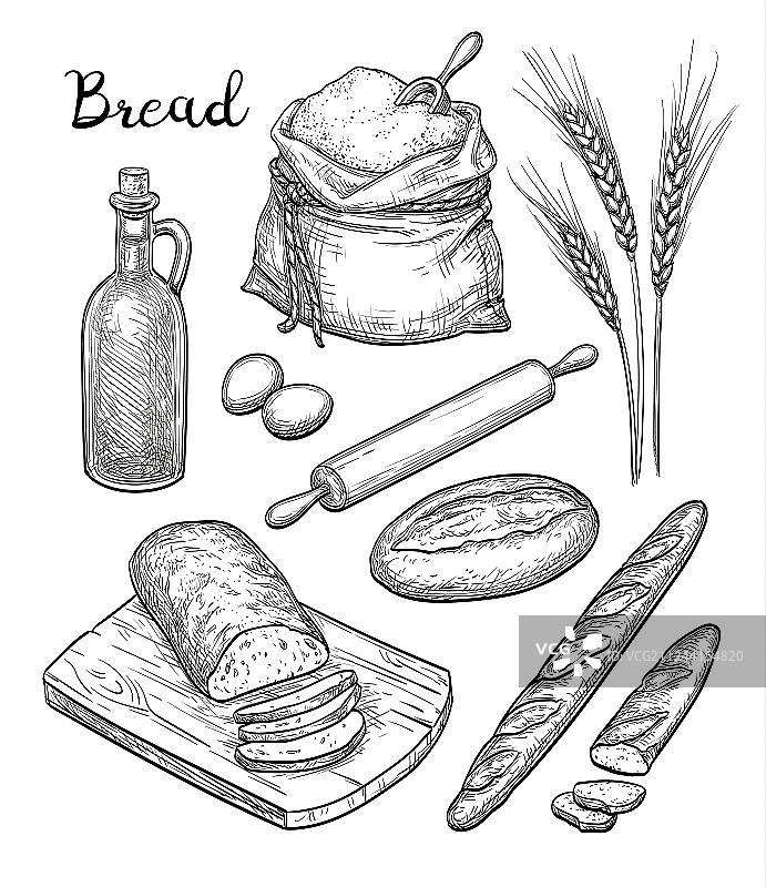 食材和面包套装图片素材