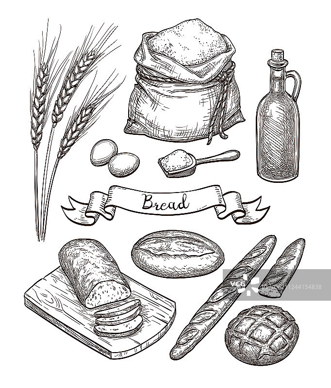 食材和面包套装图片素材