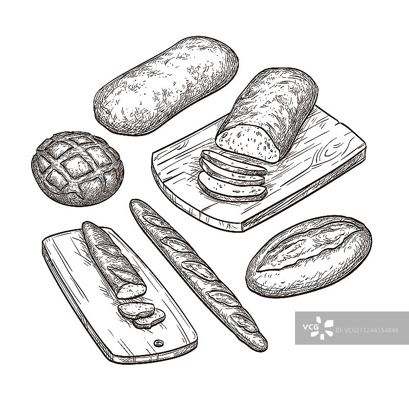 手绘面包合集图片素材