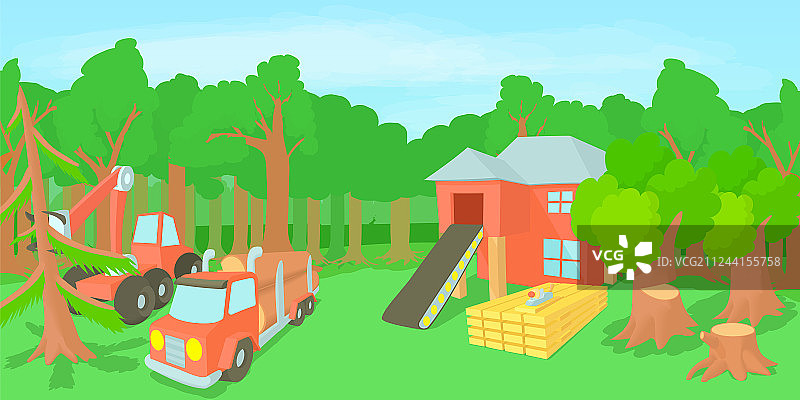 伐木横幅卡通风格图片素材