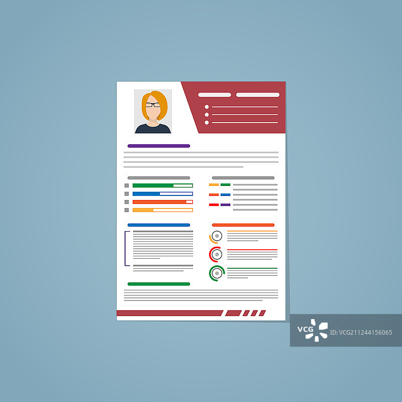 带有红色条纹的简历图片素材