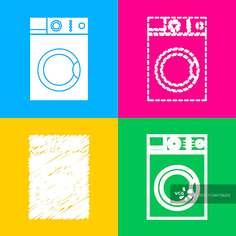 洗衣机标志四种图标样式图片素材