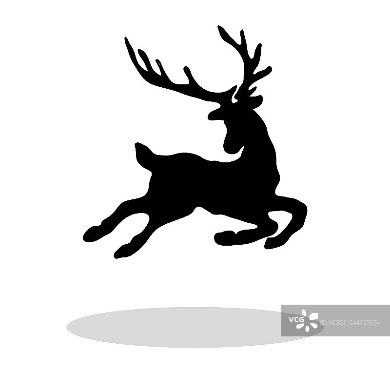 白色圣诞驯鹿黑色剪影图片素材