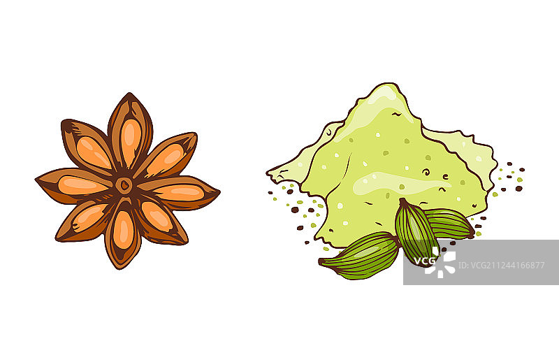 烹饪食材：大蒜、辣椒粉和咖喱图片素材