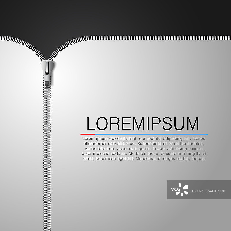 带有打开的金属拉链的白色布料背景图片素材