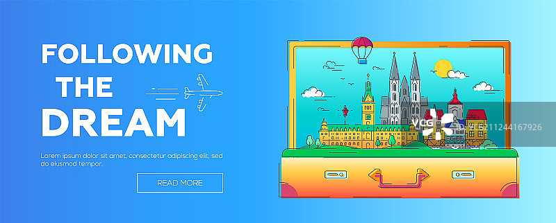 追逐梦想的旅行网页设计图片素材