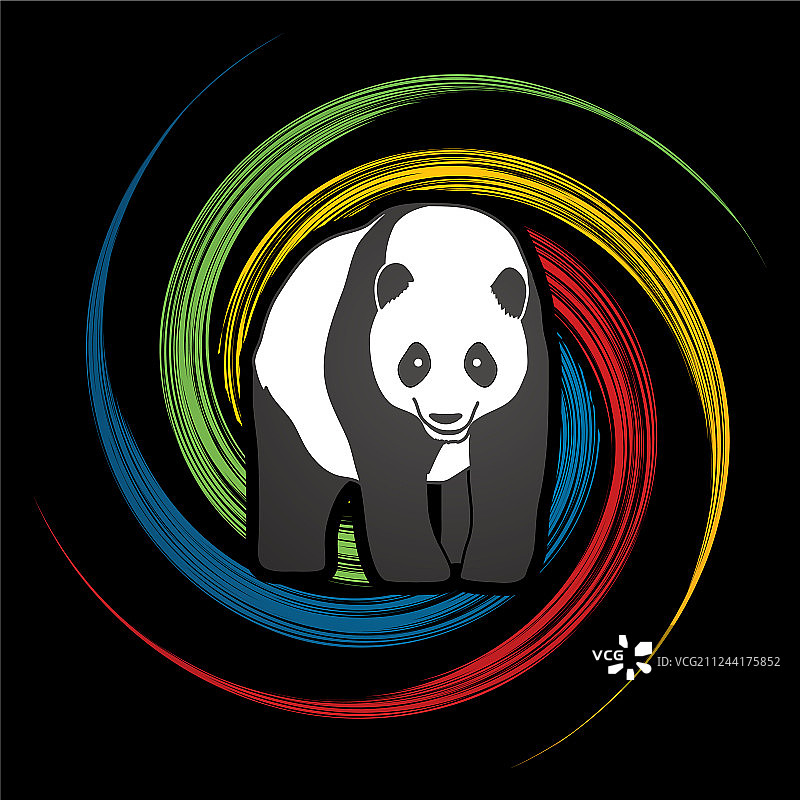 胖熊猫站立卡通标志图片素材