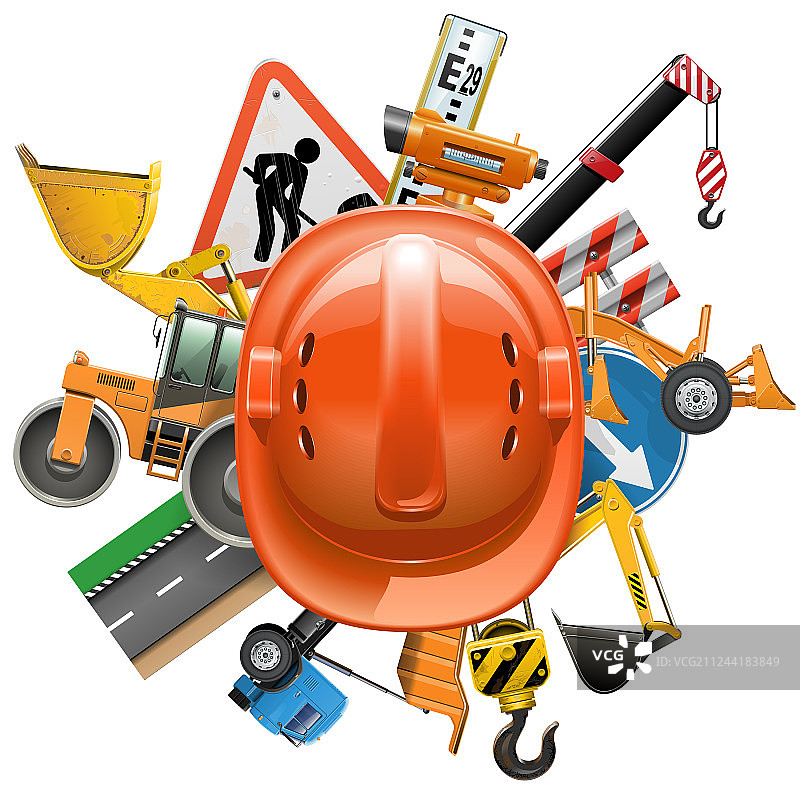 戴头盔的道路建设概念图片素材