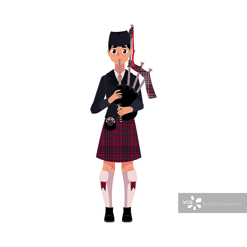 身着民族服装的苏格兰风笛手图片素材