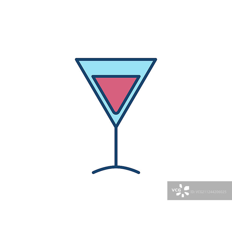 马提尼酒杯彩色图标图片素材