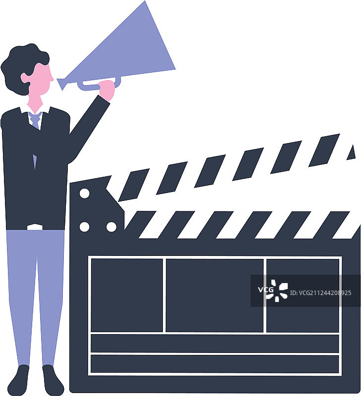 拿着场记板在拍摄电影的男人图片素材