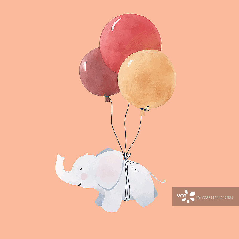 水彩小象图片素材